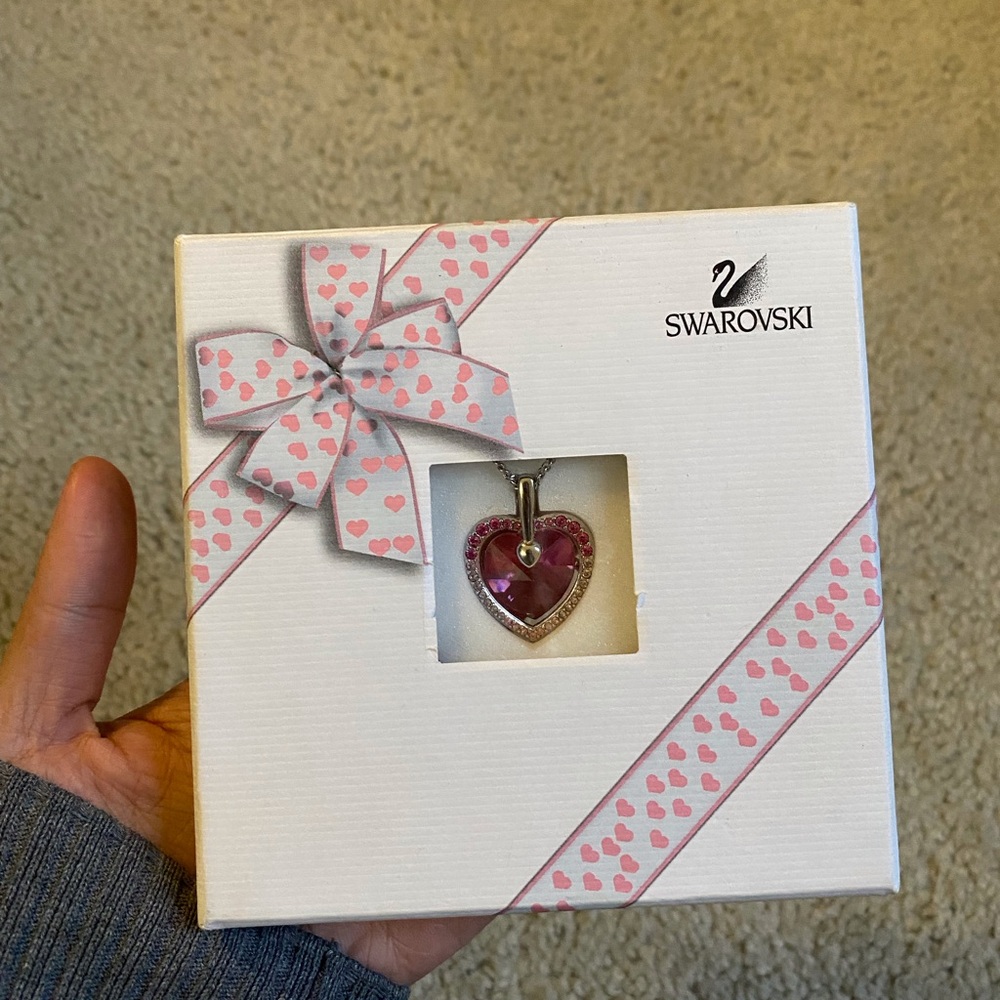 Swarovski “Mom 2003” Crystal Heart Pendant Necklace - Mothers Gift, Vintage